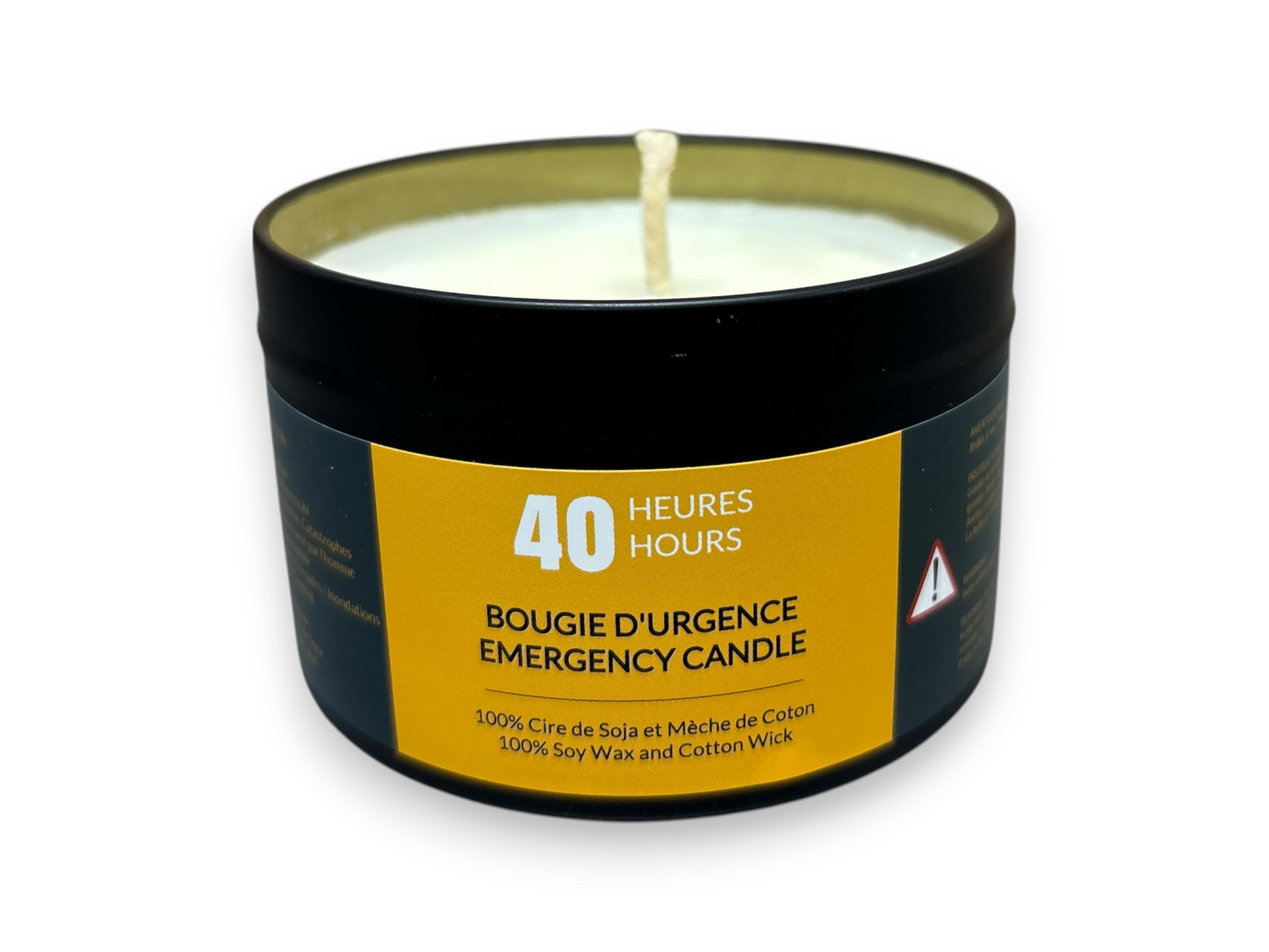 Bougie d'urgence 40 heures - 8 oz Boite Noir