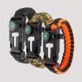 Bracelet de survie 5 en 1 en paracorde avec boussole, sifflet et allume-feu