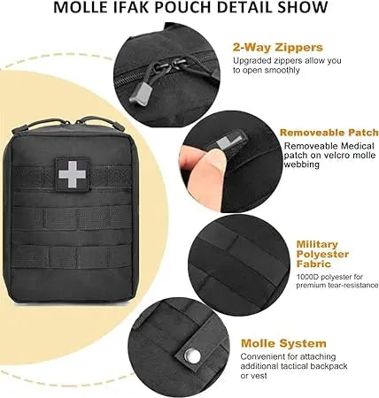 Tactical Molle Pouch, First Aid Bag - Black (Compact) Québec Survie