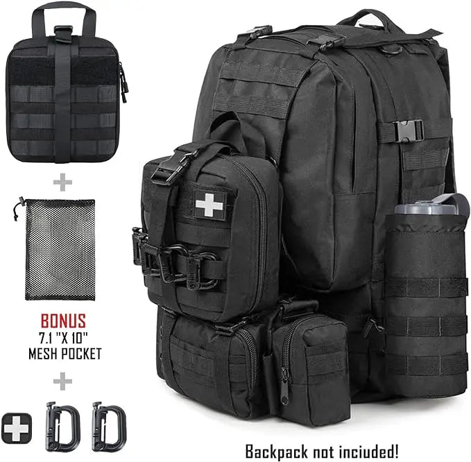 Tactical Molle Pouch, First Aid Bag - Black (Compact) Québec Survie