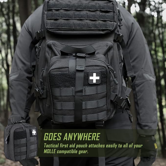 Tactical Molle Pouch, First Aid Bag - Black (Compact)