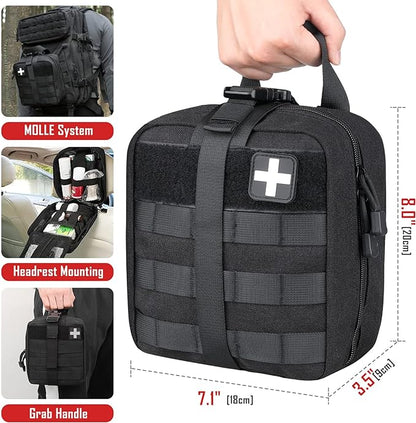 Tactical Molle Pouch, First Aid Bag - Black (Compact)