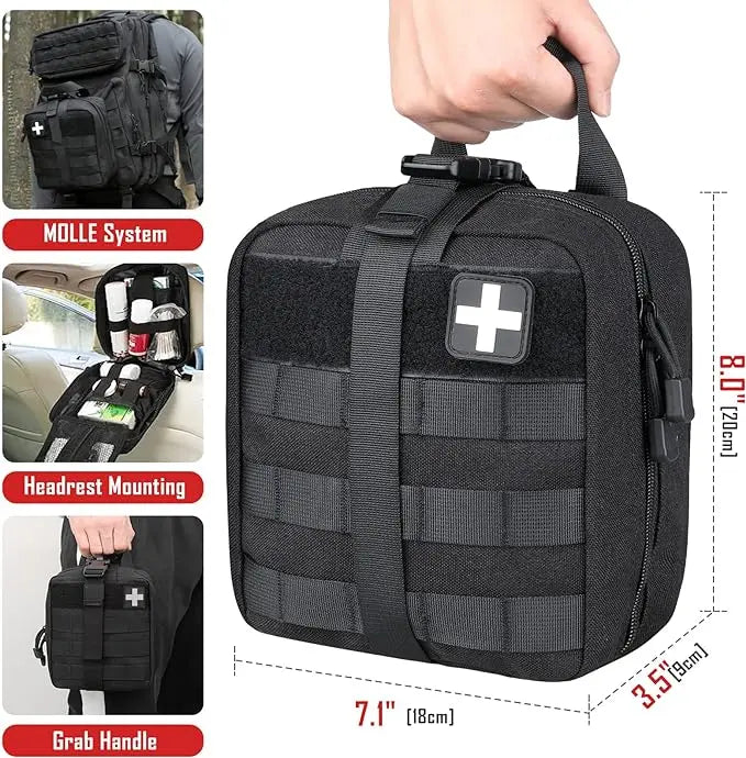 Tactical Molle Pouch, First Aid Bag - Black (Compact) Québec Survie