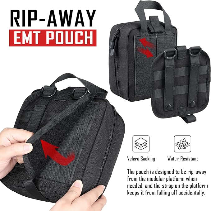 Sac IFAK tactique portable, noir (vide)