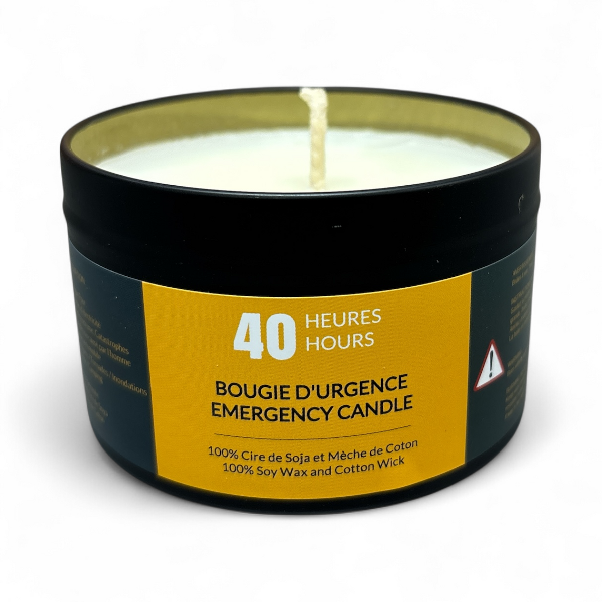 Chandelle de Survie 40 heures - 8 oz - Black Tin