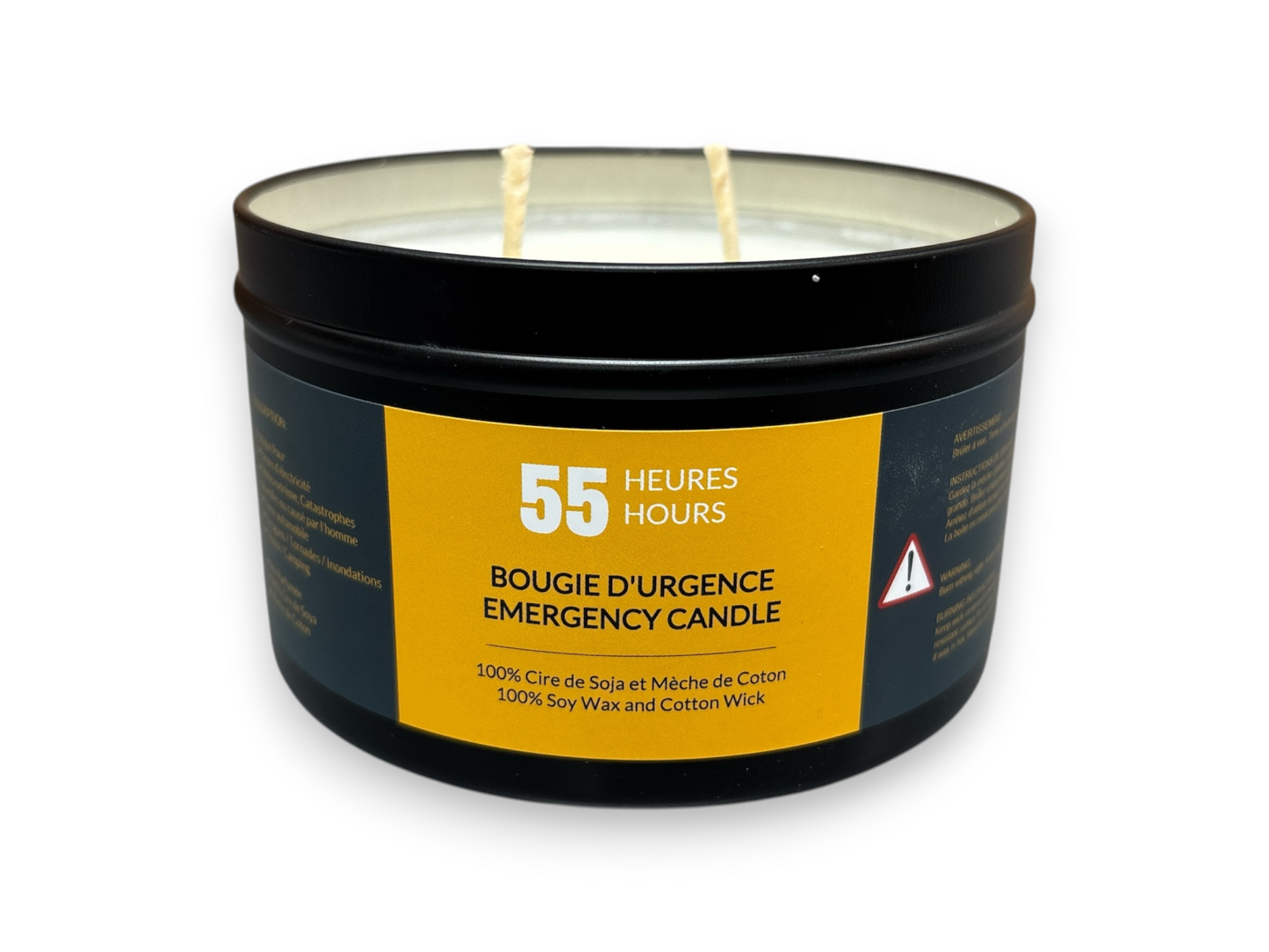 Bougie d'urgence 55 heures - 16 oz Boite Noir