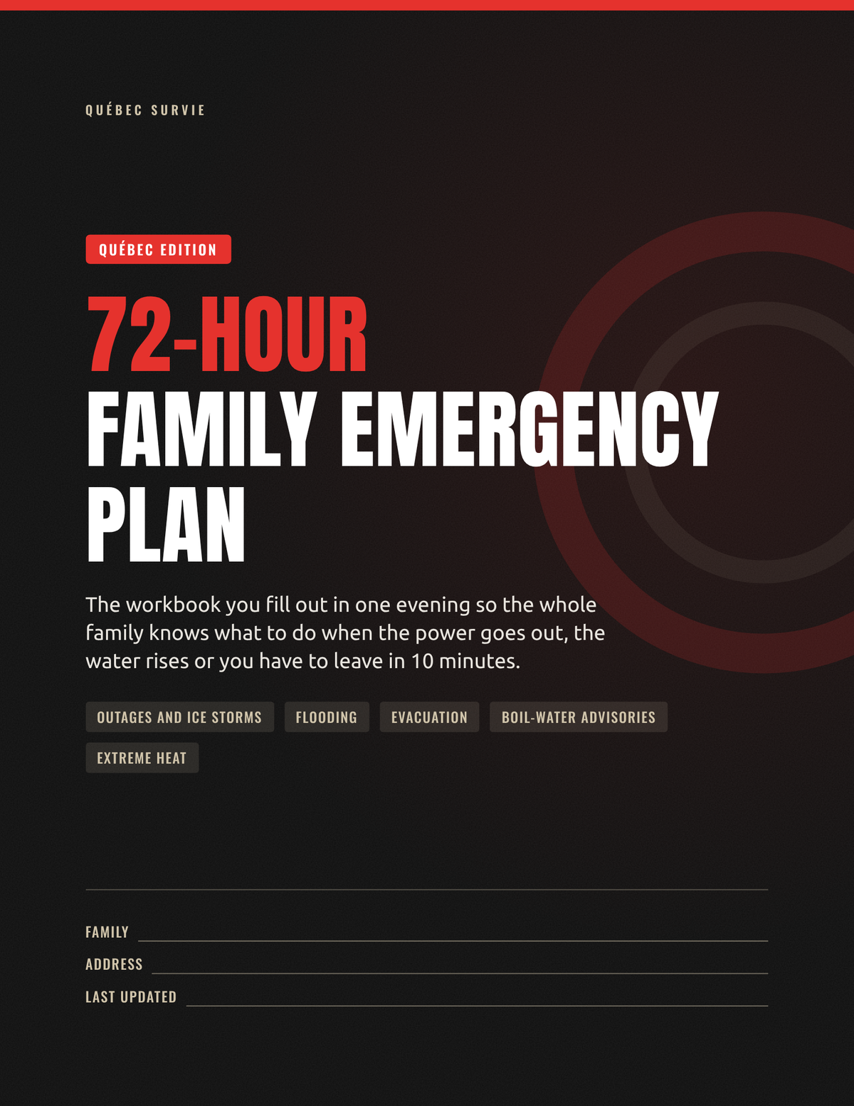 72-Hour Family Emergency Plan – English edition cover