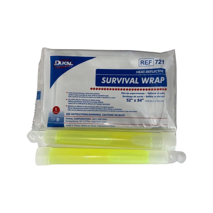 Emergency Blanket and 6'' Green Glow Stick, Refill Pack