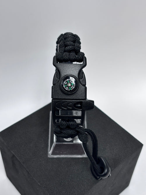 Bracelet de survie 3 en 1 en paracorde (noir)