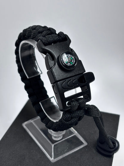 3-in-1 paracord survival bracelet (black)