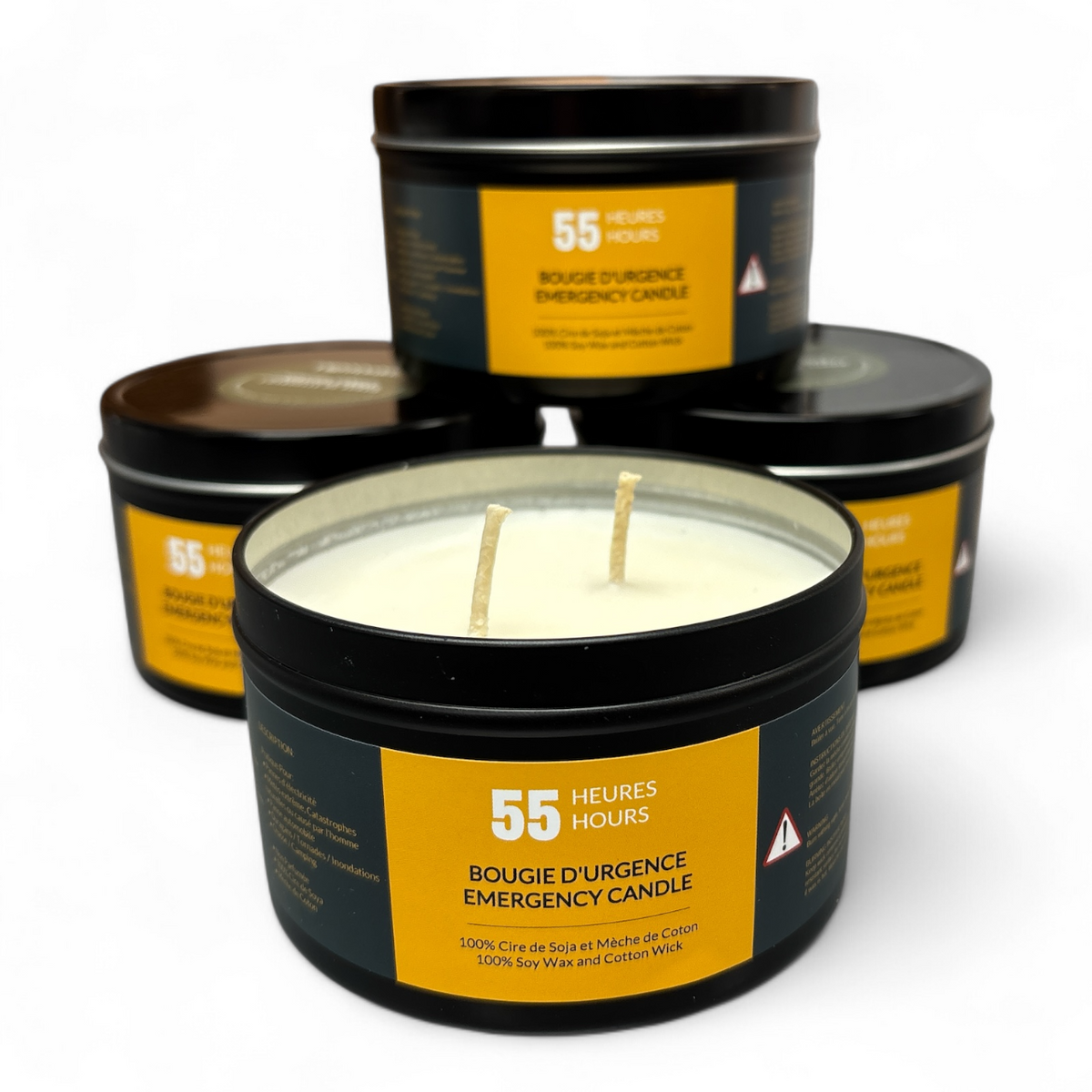 Chandelle de Survie 55 heures - 16 oz - Black Tin