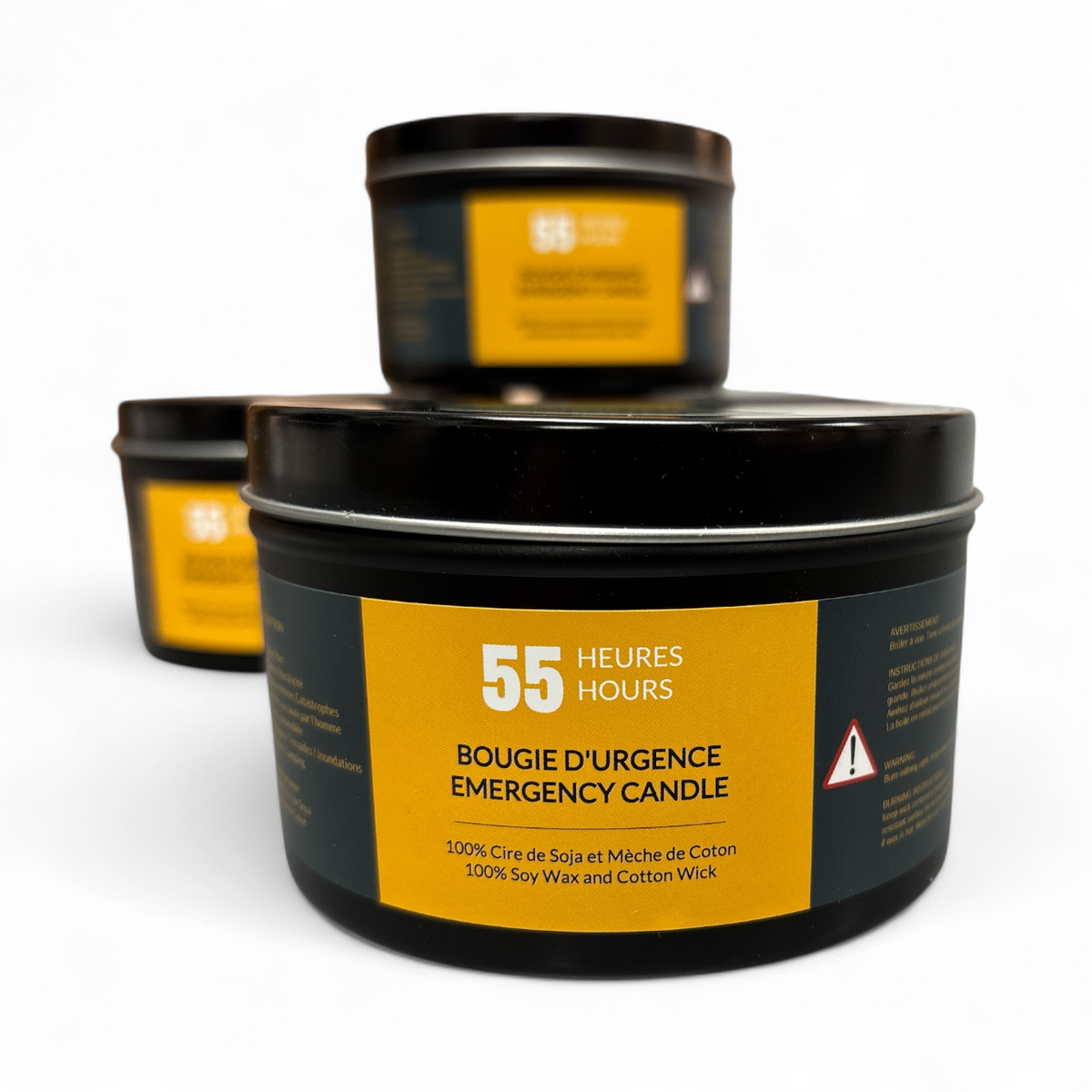 Chandelle de Survie 55 heures - 16 oz - Black Tin
