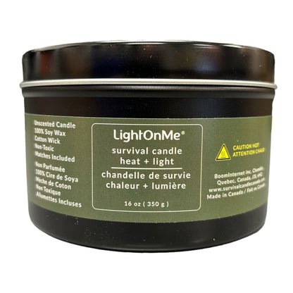 55 Hour Black Tin Style Candle for Emergency LightOnMe Candles