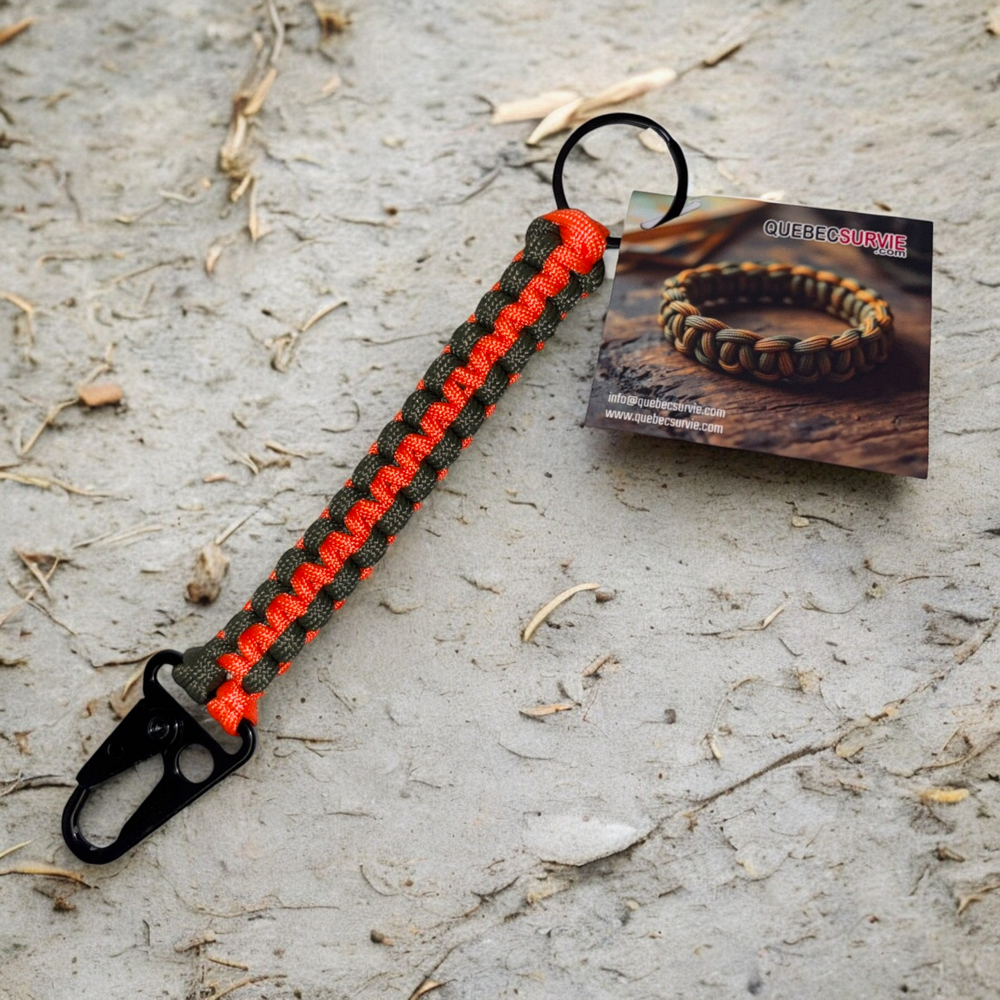 Paracord Keychain with Tactical Snap Hook ( Green+Orange )