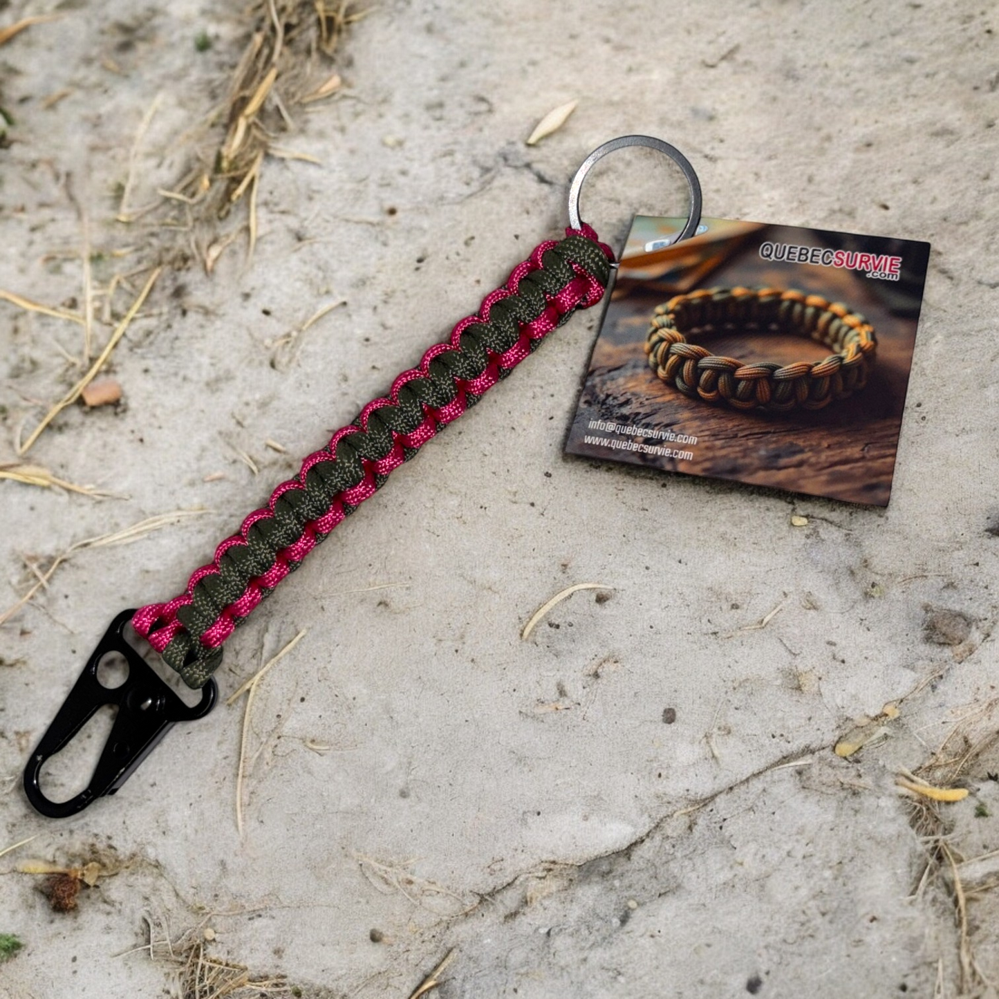 Paracord Keychain with Tactical Snap Hook ( Green+Pink )