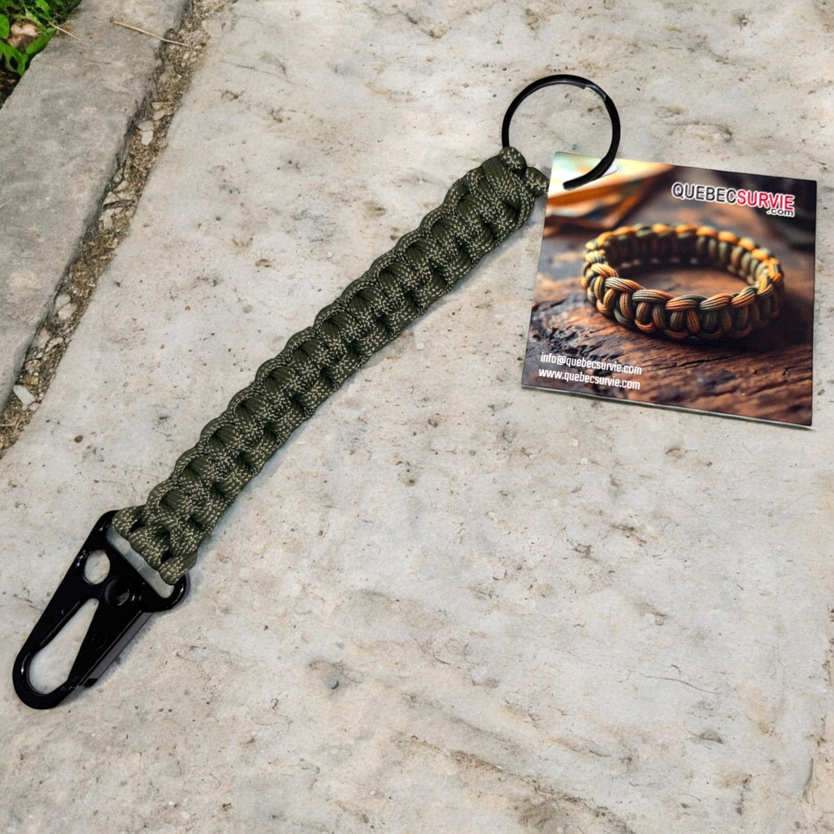 Porte-clés tactique en paracorde vert armée