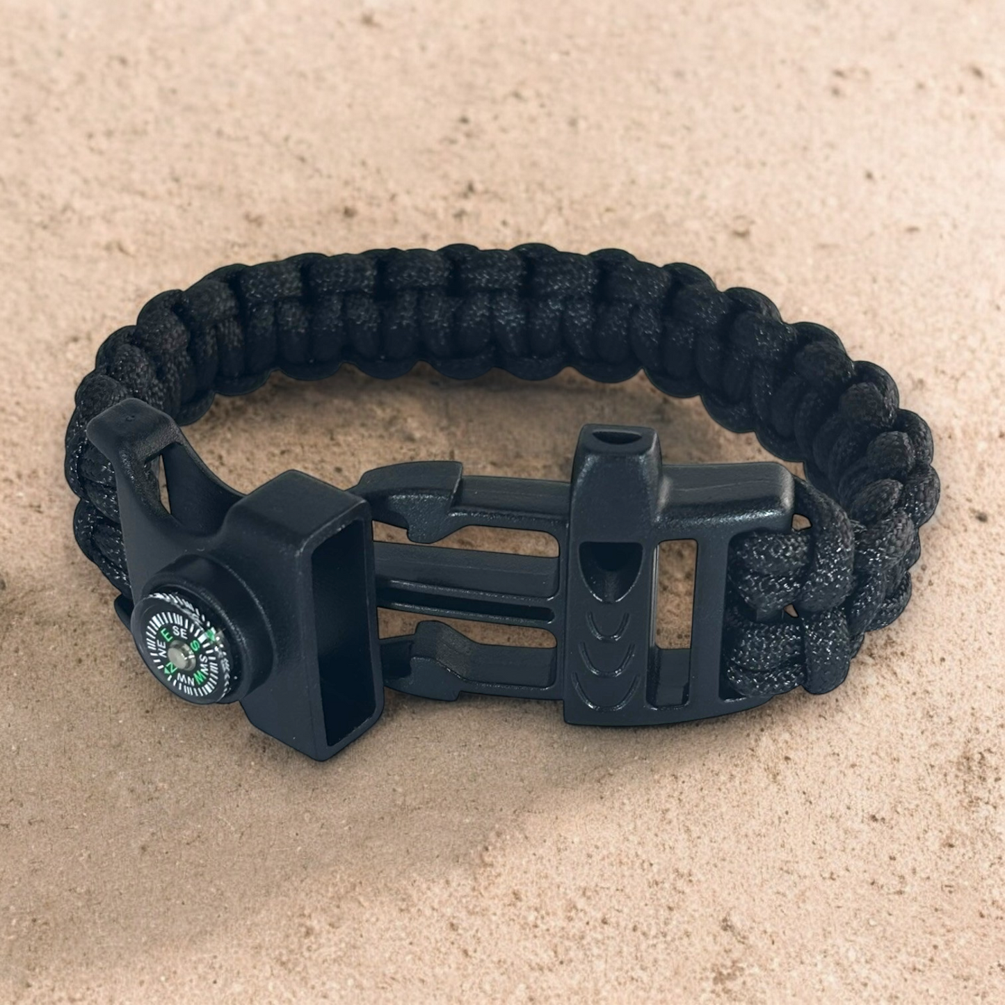 Bracelet de Survie 3 en 1 en paracorde (Noir)