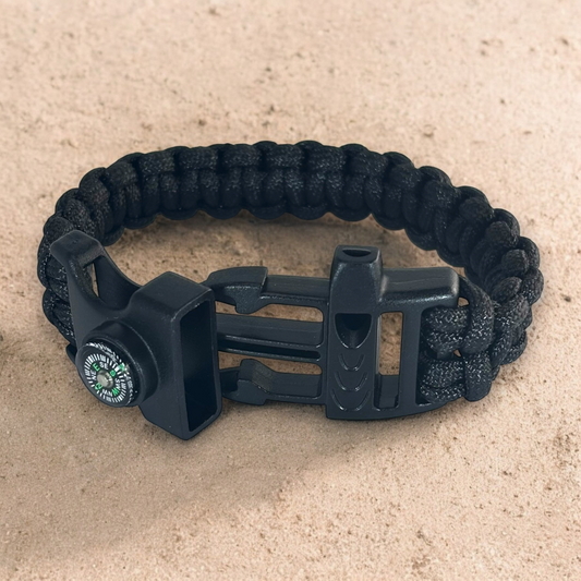 Bracelet de Survie 3 en 1 en paracorde (Noir)