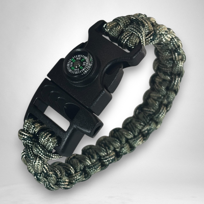 Bracelet de Survie en Paracorde 3 en 1 (Camouflage Forêt)