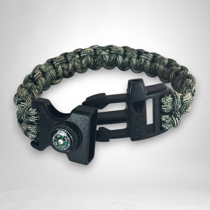 Bracelet de Survie en Paracorde 3 en 1 (Camouflage Forêt)