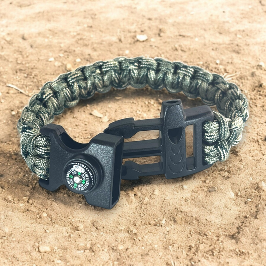 Bracelet de Survie en Paracorde 3 en 1 (Camouflage Forêt)