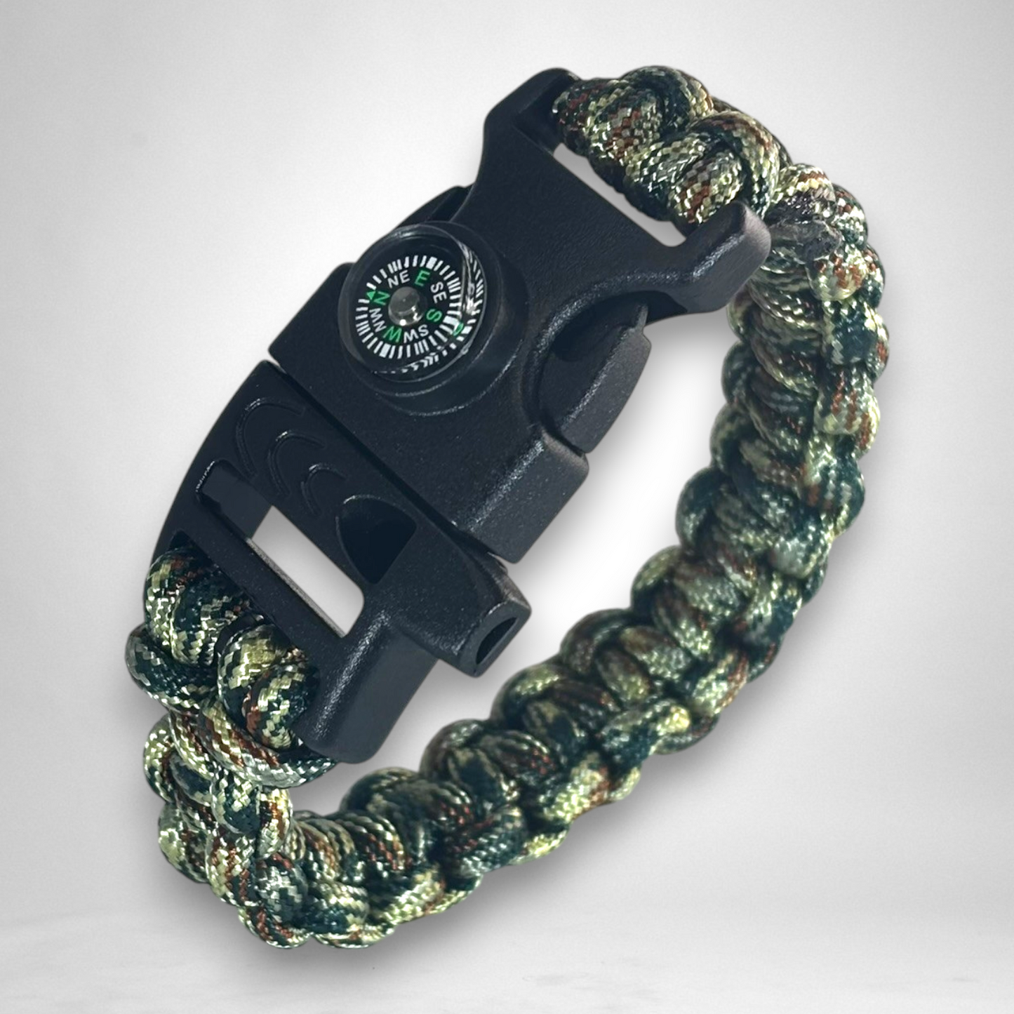 Bracelet de Survie en Paracorde 3 en 1 (Camouflage Vert)